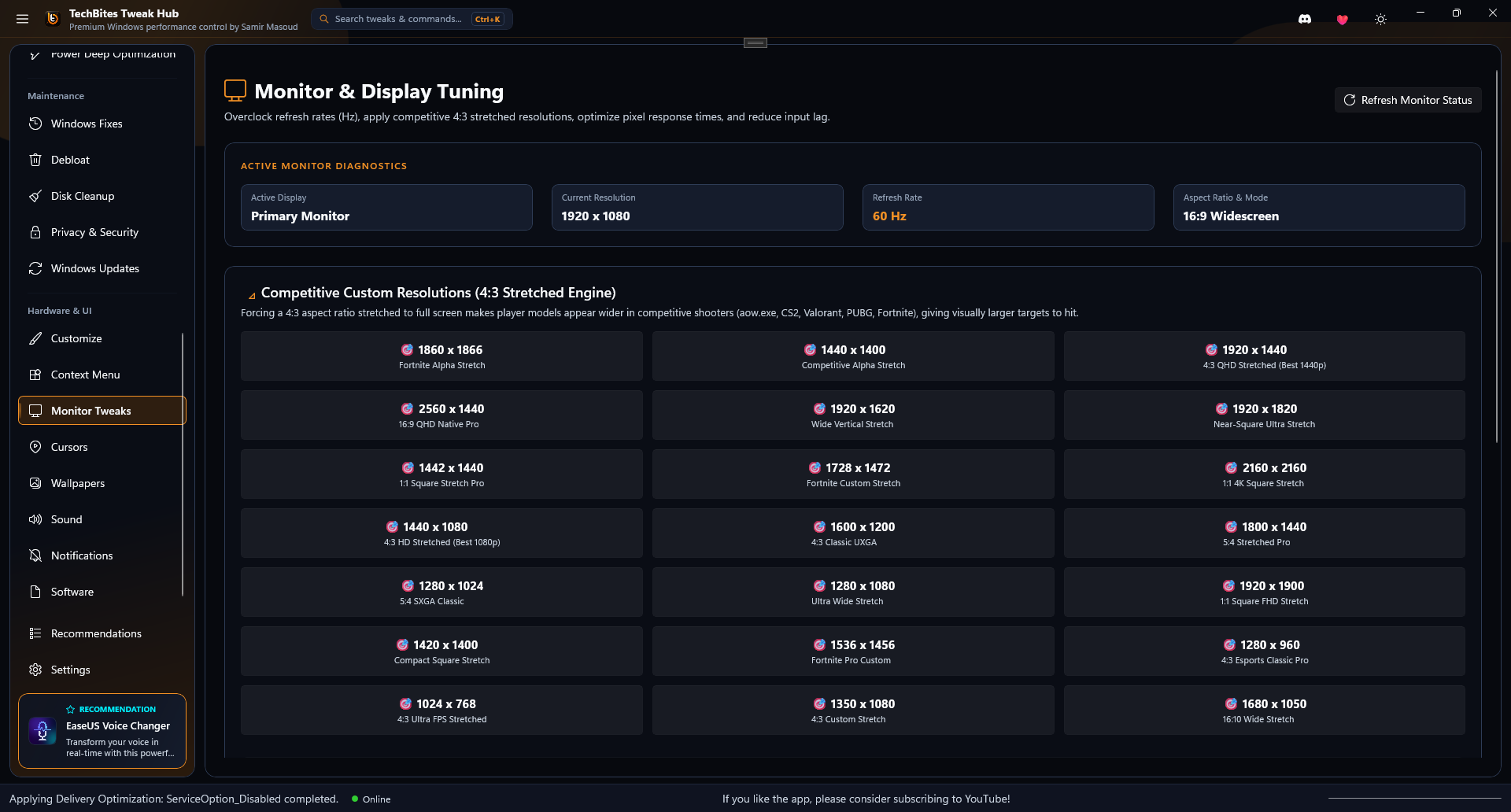 Tech Bites Hub Display & Monitor Tweaks Page