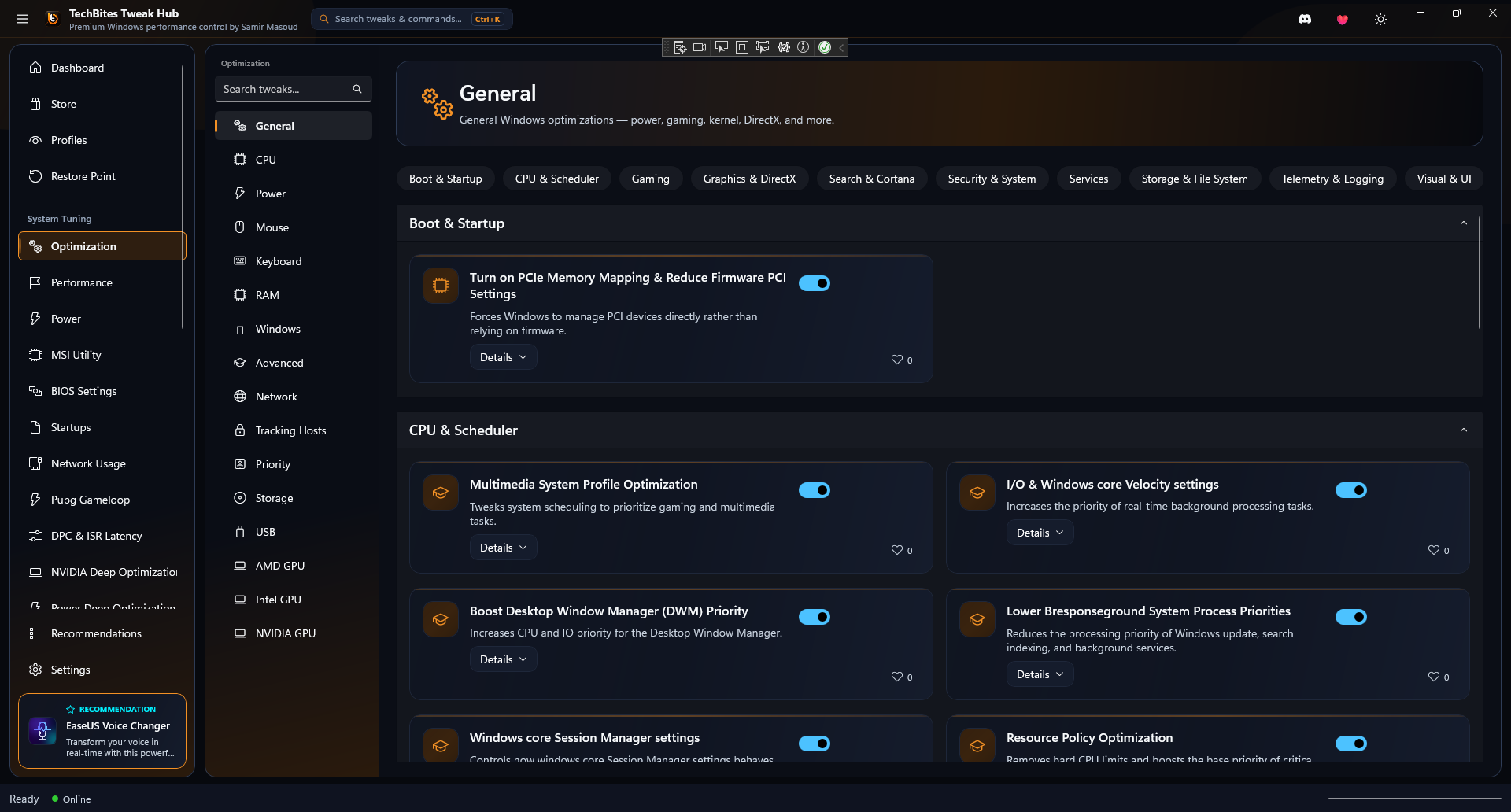 Tech Bites Hub App Optimization UI Screenshot