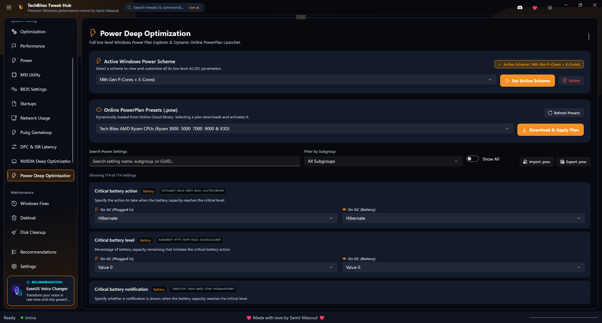 Tech Bites Hub Power Deep Optimization Screen